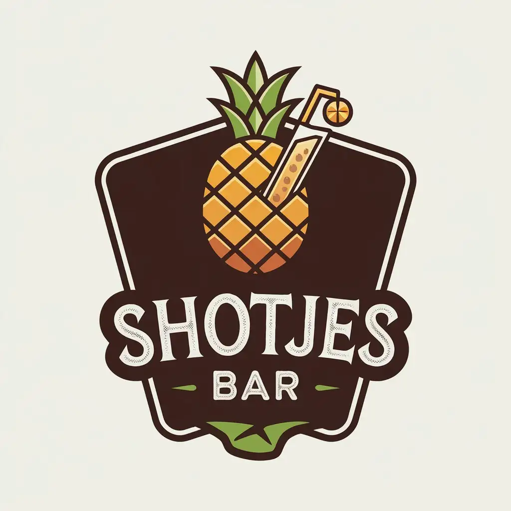 LOGO Design for Shotjes Bar Tropical Pineapple Shots on Clear Background