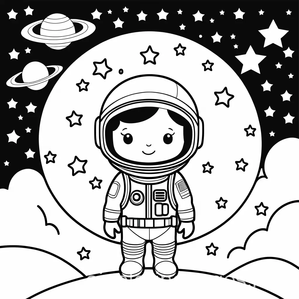 Astronaut-in-Space-Coloring-Page-with-Stars-and-White-Background