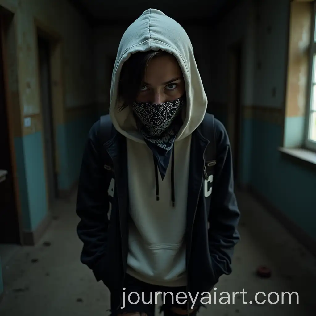 Angry-Hooded-Teenage-Girl-in-Dark-Abandoned-House-Environment