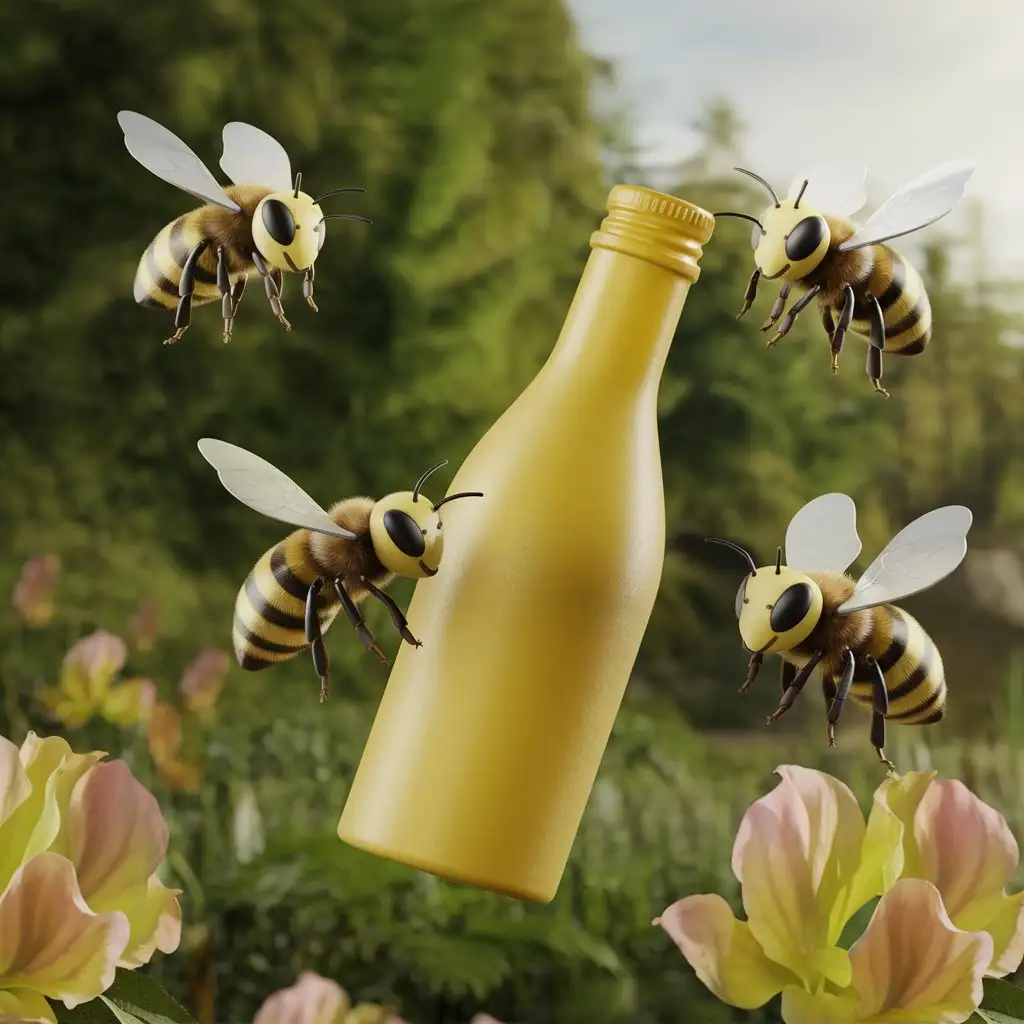 3D-Bees-Carrying-Bottles-in-Their-Lapkins