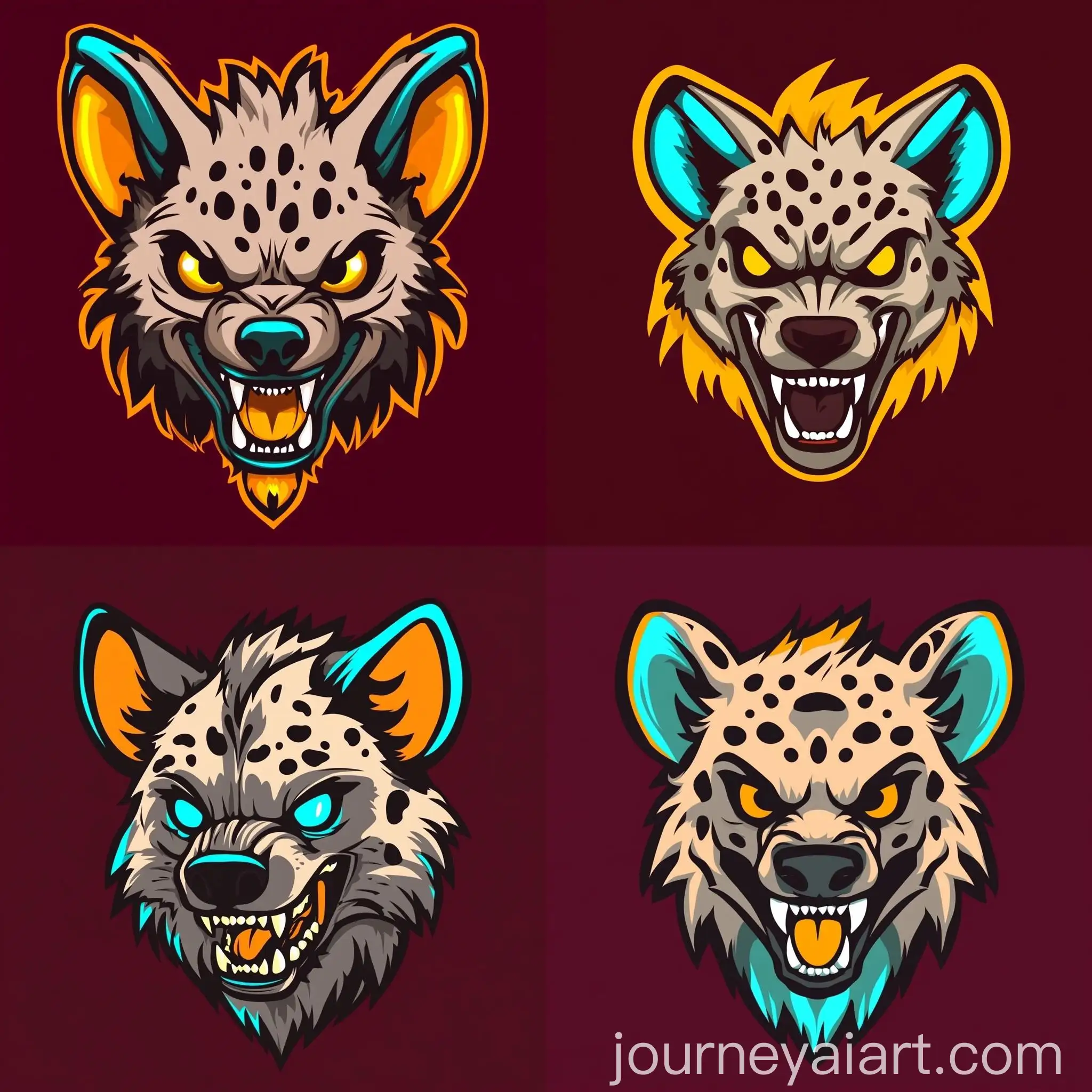 Aggressive-Hyena-NFL-Fantasy-Football-Team-Logo-on-Maroon-Background