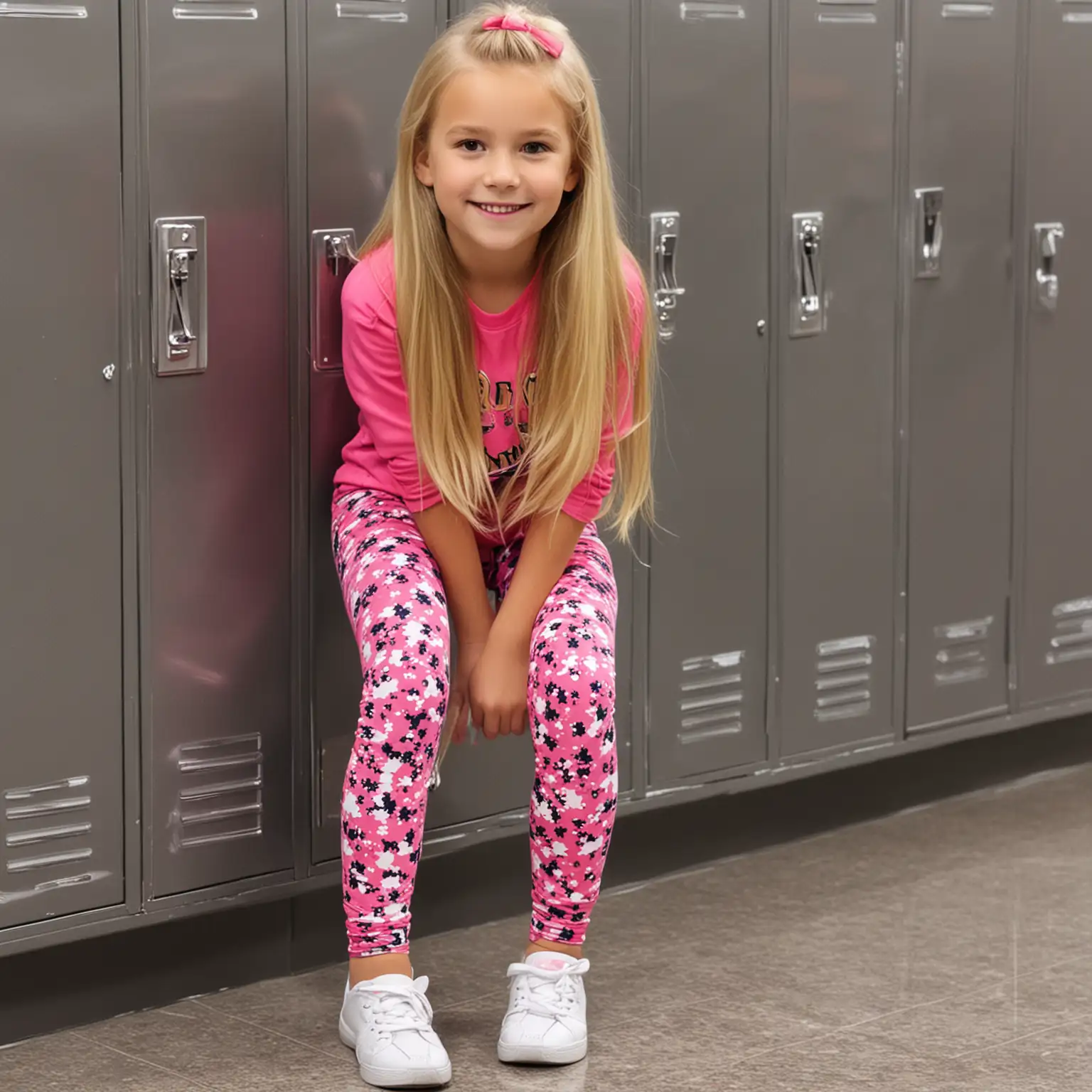 Young-Girl-with-Long-Blonde-Hair-in-Pink-Leggings-in-Locker-Room