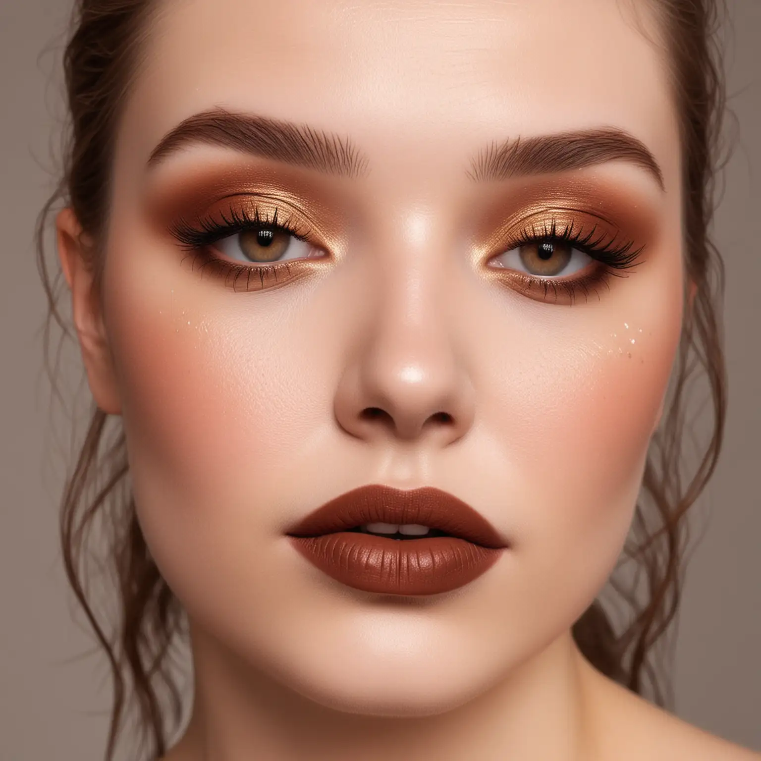 Elegant-Woman-with-White-Skin-Brown-and-Gold-Makeup-in-Bronze-and-Terra-Cotta-Tones