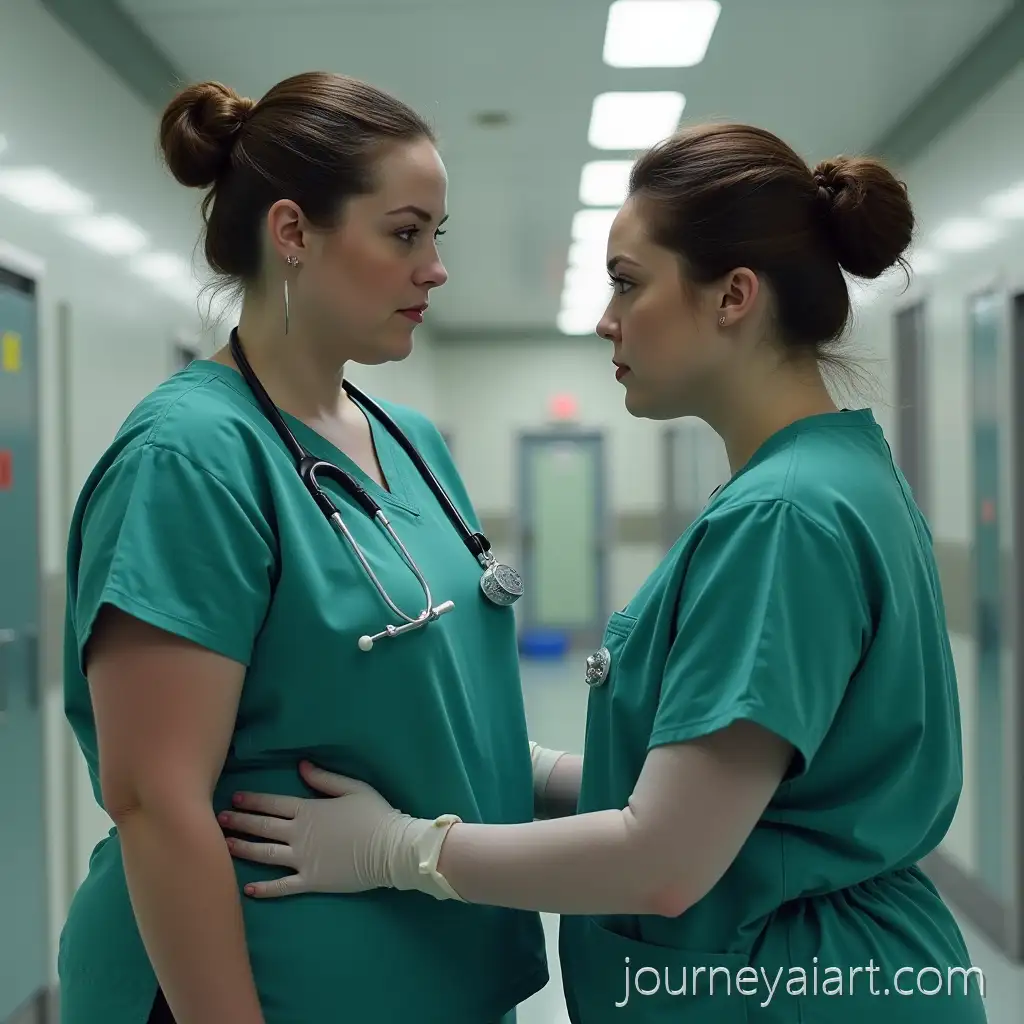 PlusSizedSurgical-nurse-AI-prompt-Surgical-Nurse-Katherine-Heigl-and-Maisie-Williams-in-Hospital-Setting