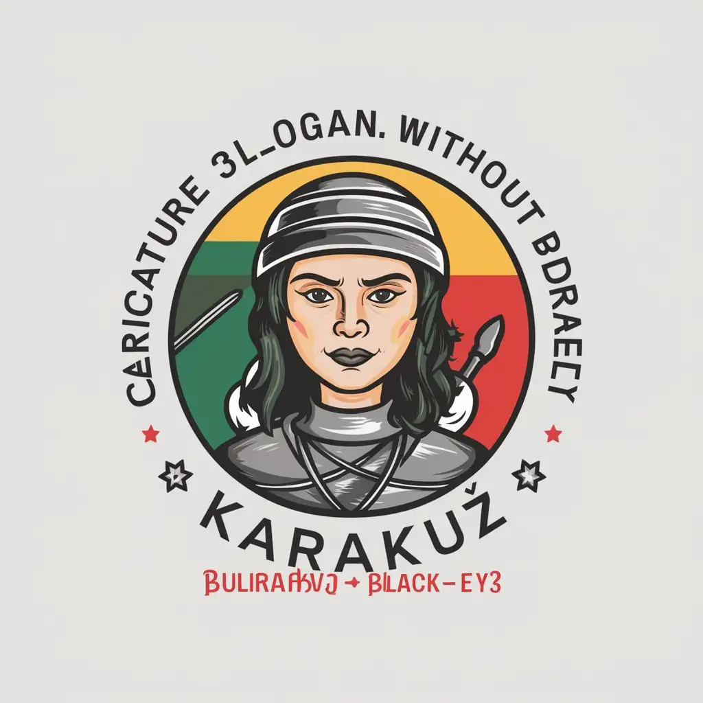 a vector logo design,with the text "Caricature 31 Slogan: Without buldirabyz", main symbol:Karakuз - warrior woman who together with Altanchech defended the Bulgarian Khanate from Timur's troops. (and her name translates as 'Black-eyed'),Moderate,be used in Education industry,clear background