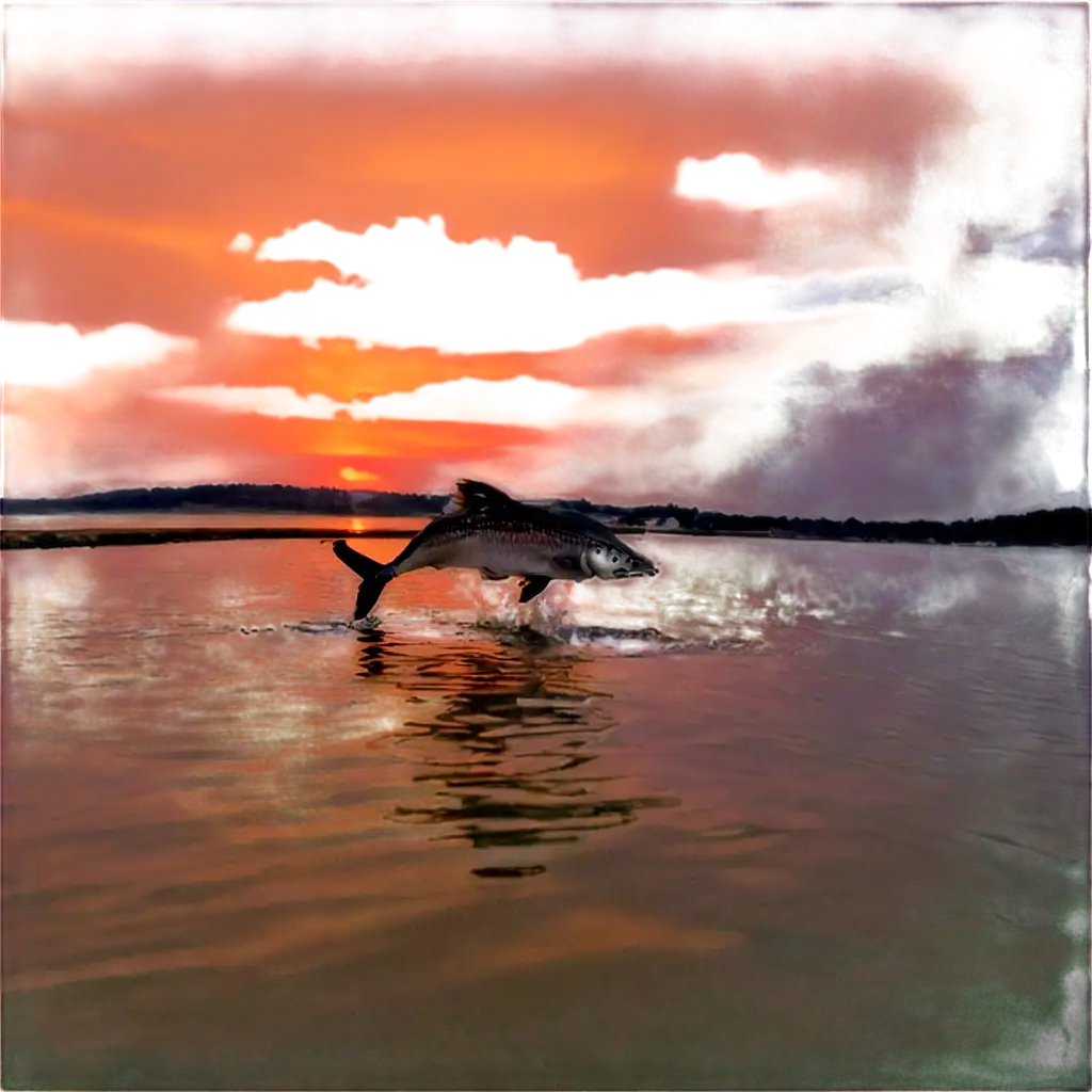 PNG-Image-of-a-Majestic-Fish-Jumping-at-Sunset