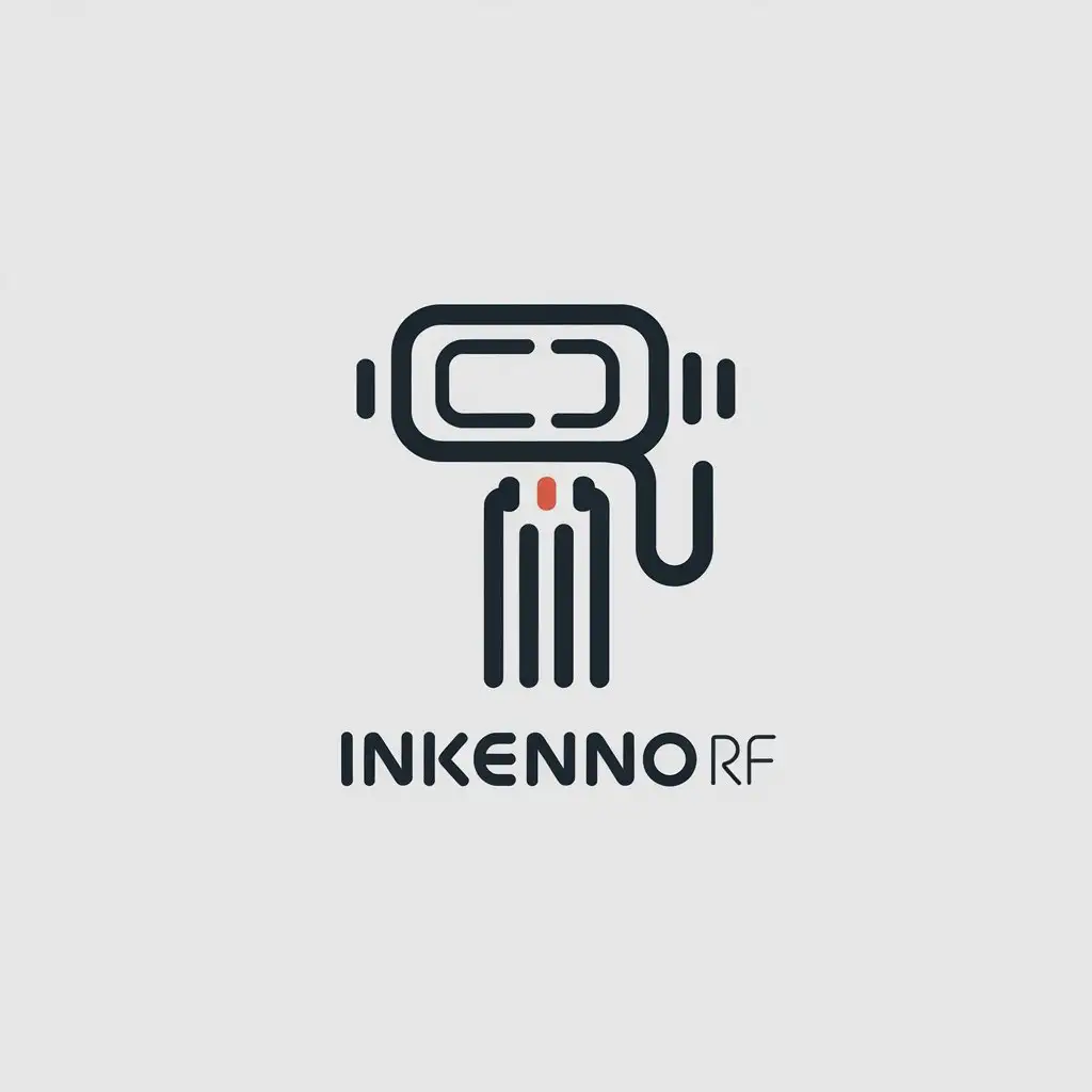 a vector logo design,with the text "INKENNO RF", main symbol:handheld scanner terminal,Minimalistic,be used in Technology industry,clear background