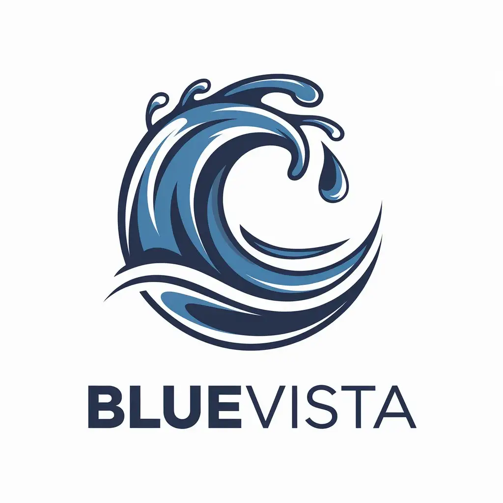 LOGO Design for BlueVista Water Splash Waves and Drop Theme with Clean Vector Style