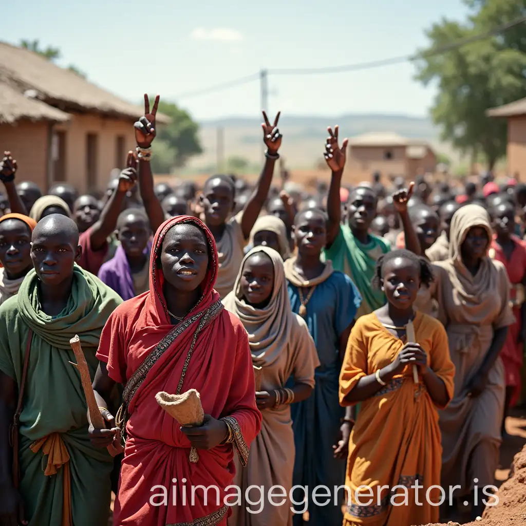 People protesting in an African village