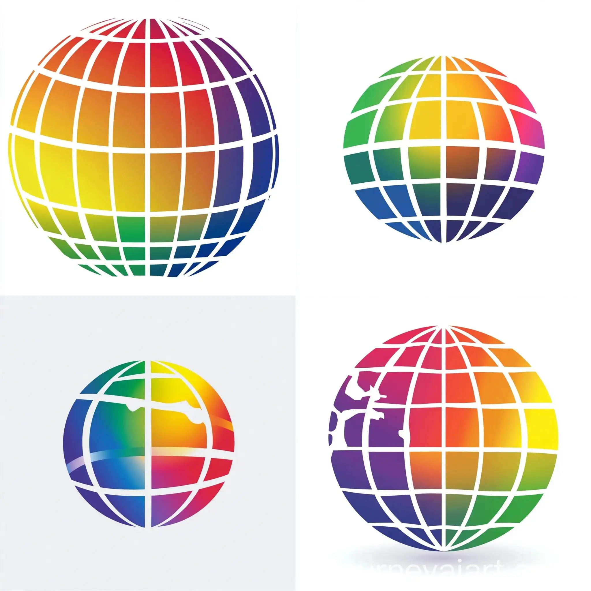 Colorful-Rainbow-Globe-Logo-Design-with-Sectional-Gaps