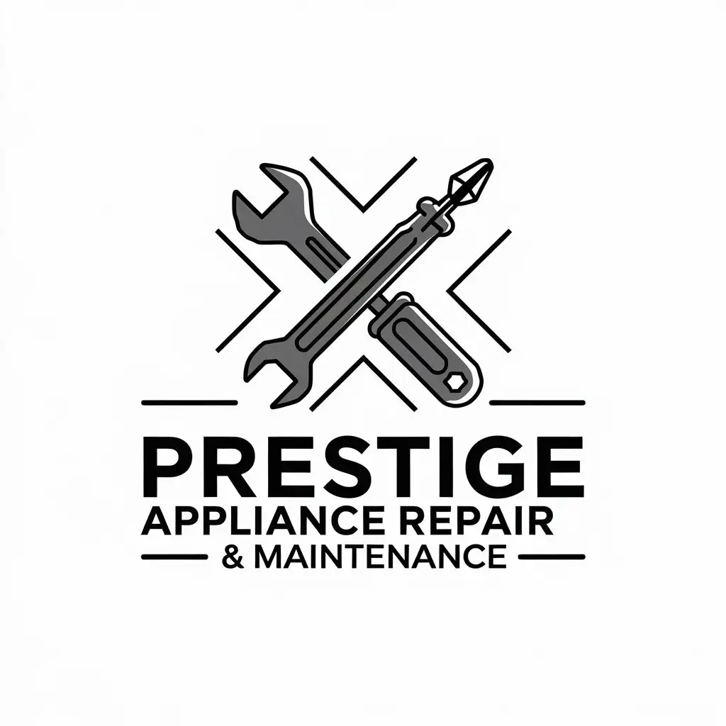 LOGO Design for Prestige Appliance Repair Maintenance Minimalistic with Appliance Symbol and Clear Background