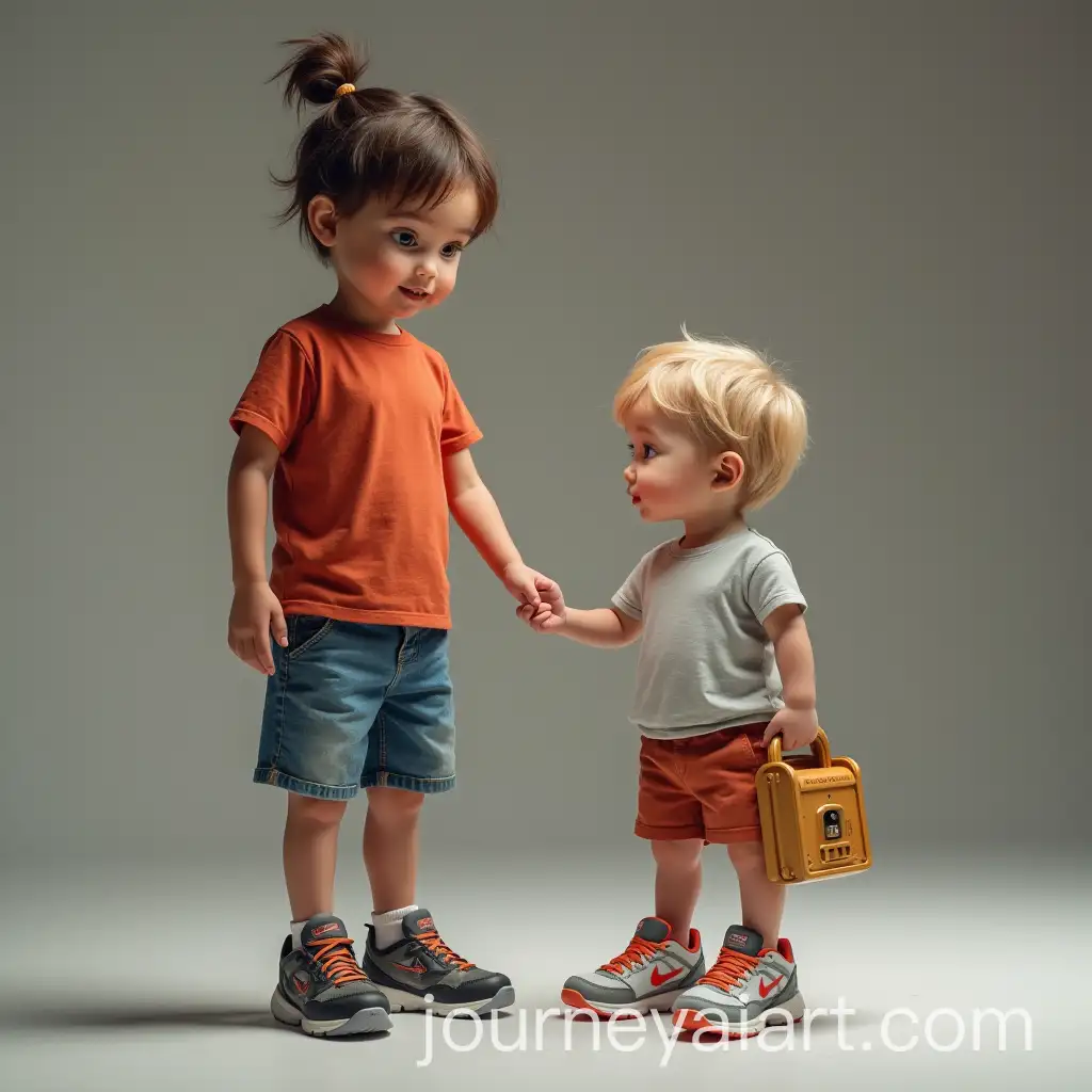Newborn-Wearing-Large-Boys-Shoes-Standing-with-Mom-in-Sport-Shoes