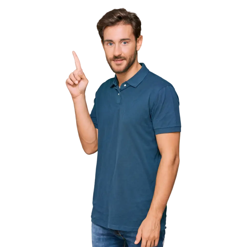 Man-in-a-Blue-Shirt-Pointing-Down-PNG-HighQuality-Image-for-Versatile-Usage