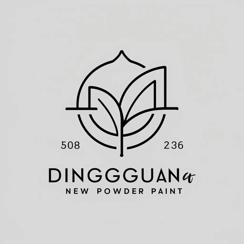 a vector logo design,with the text "Dongguan Xingjia new powder paint", main symbol:leaf,Minimalistic,be used in Construction industry,clear background