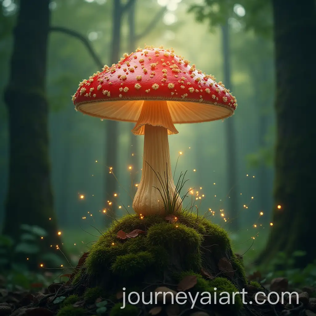 Fantasy-Mushroom-on-Hillock-with-Glowing-Life-Veins