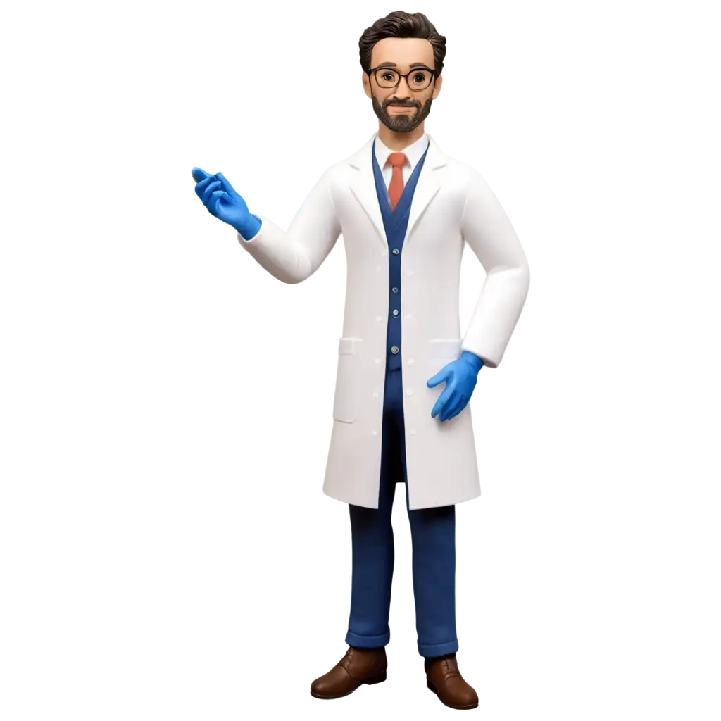 Male-Figurine-in-White-Lab-Coat-PNG-Tall-Thin-Scientist-with-Blue-Nitrile-Gloves