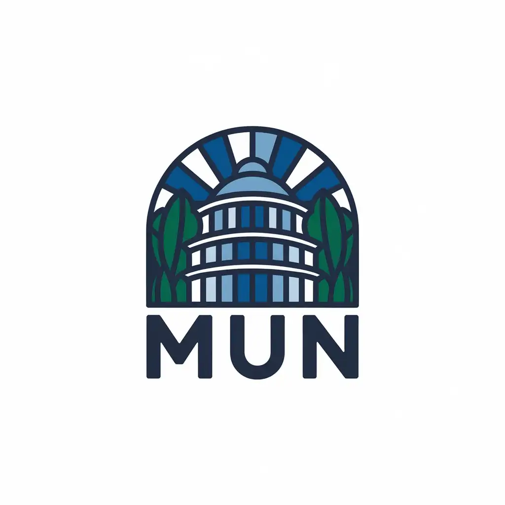 a vector logo design,with the text "MUN", main symbol:NFLSXL International high school  Zhonglou,Moderate,clear background