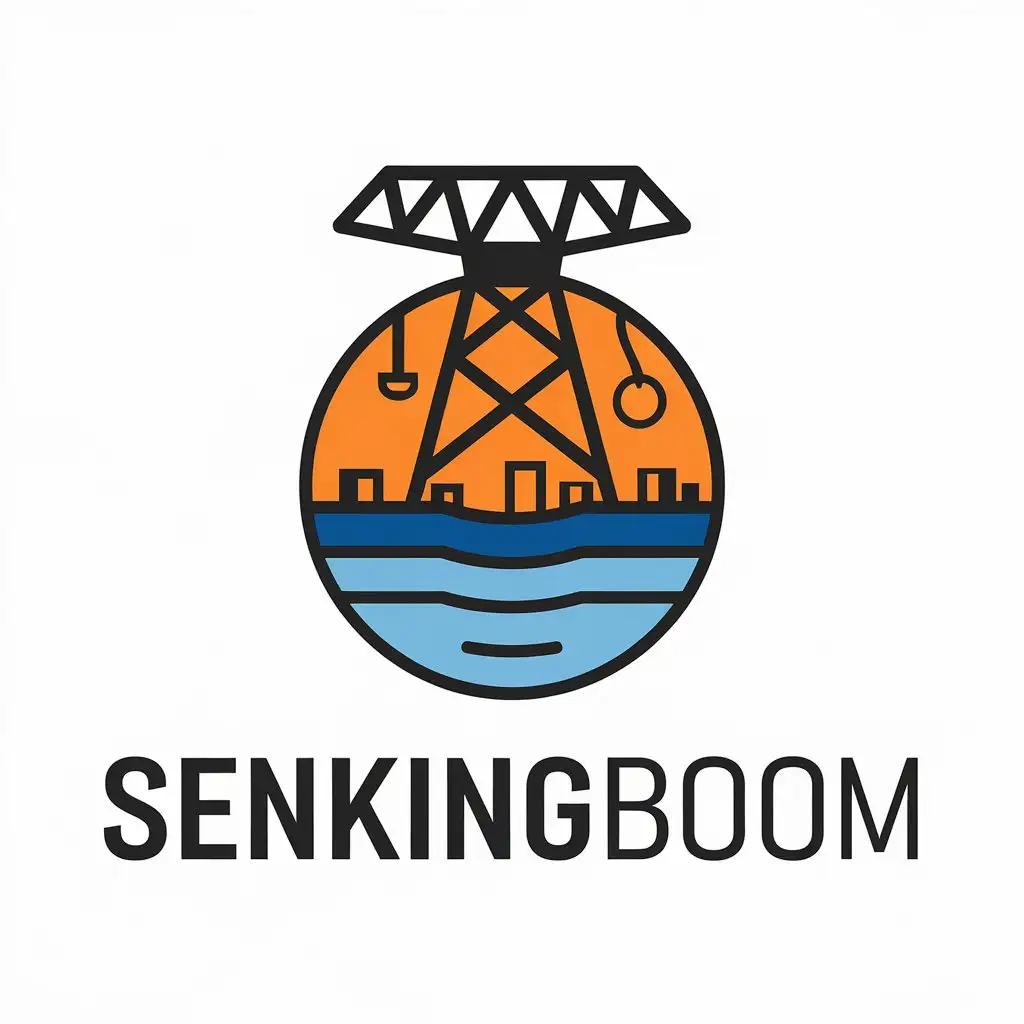 a vector logo design,with the text "senkingboom", main symbol:Subsidence boom,Moderate,clear background