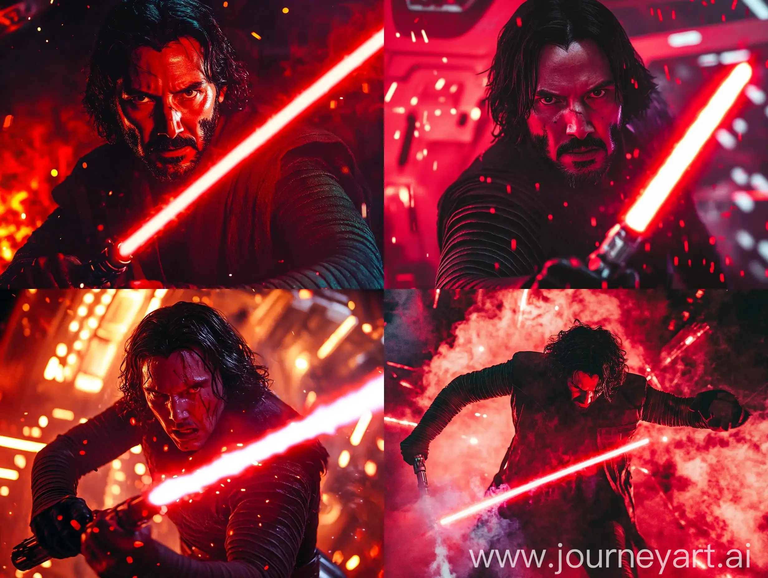 Serious-Fallen-Jedi-with-Red-Lightsaber-in-Starship-Fire-Scene