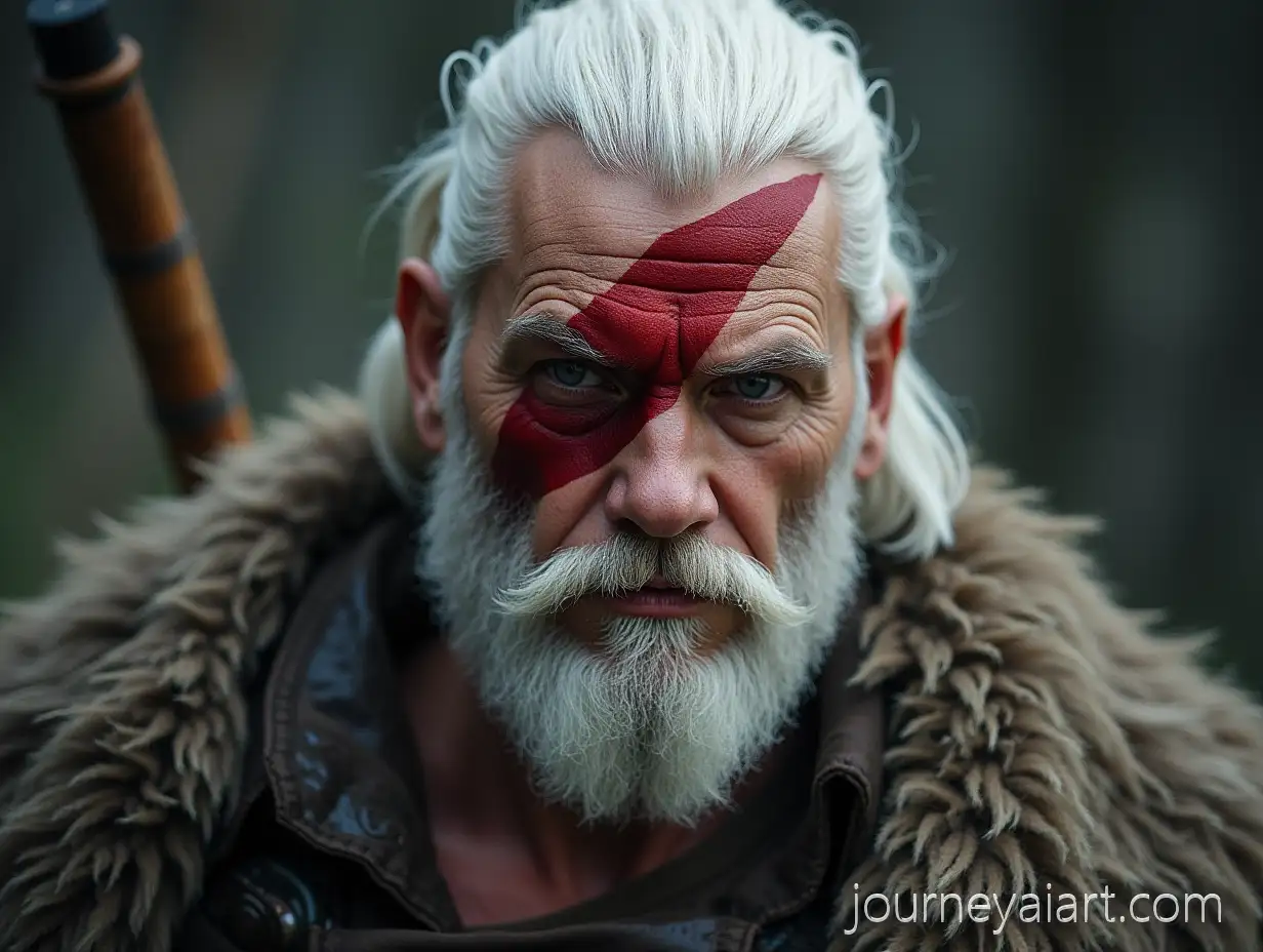 WhiteHaired-Barbarian-with-a-Scar-on-Left-Eye-inAI-Image-Prompt-Expansion-a-Fierce-Pose