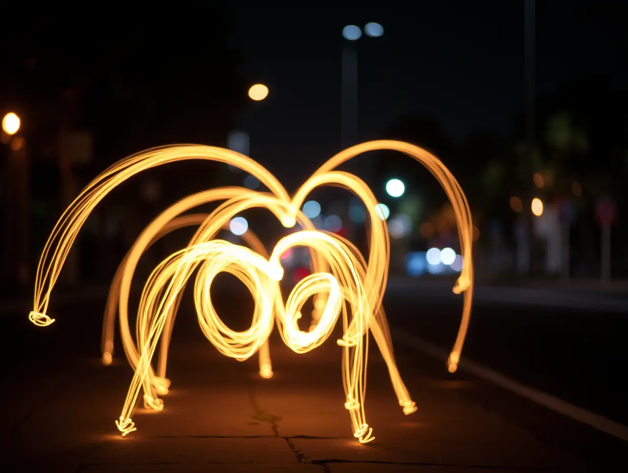 Long-Exposure-Light-Art-Performance-in-a-Concrete-Jungle
