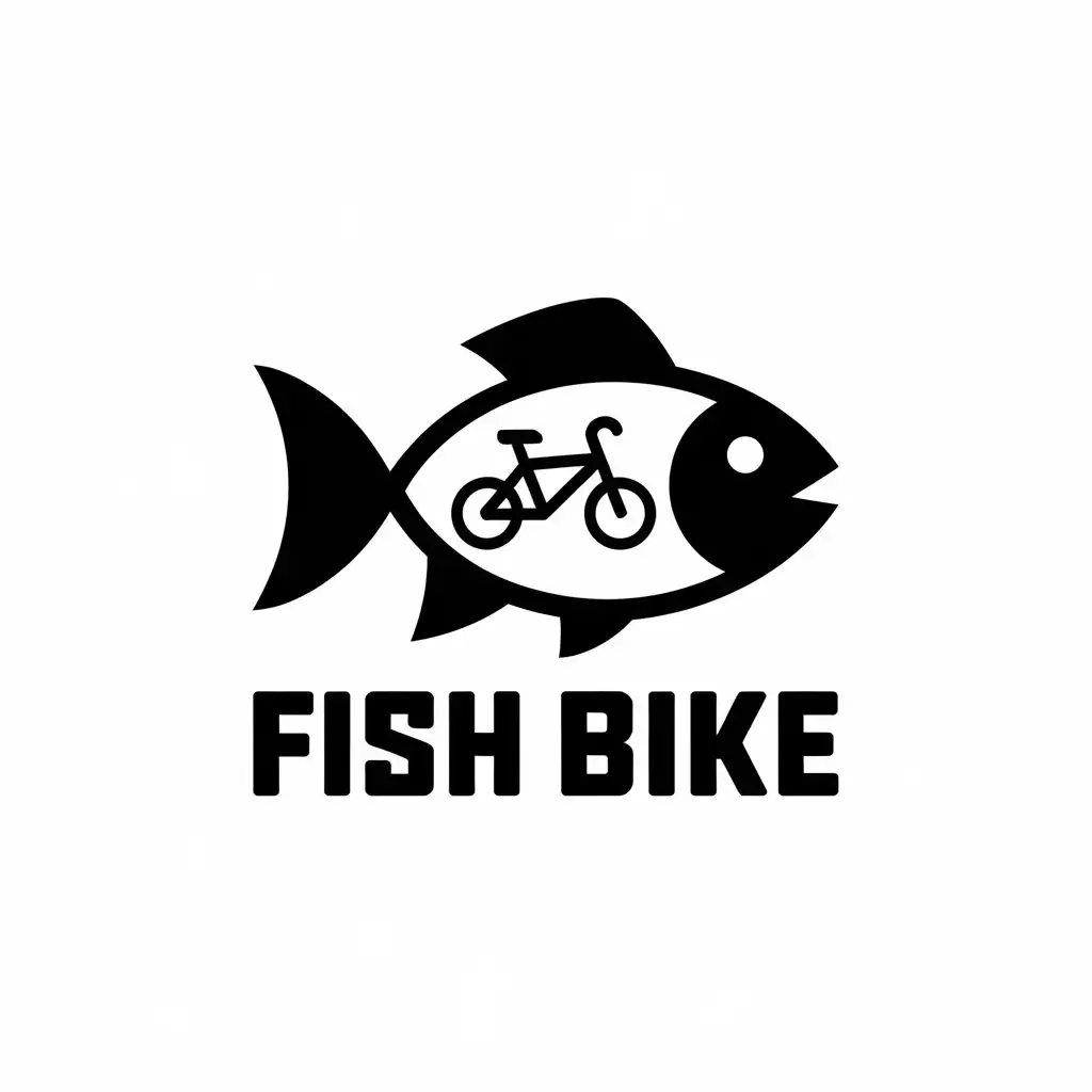 LOGO Design for Fish Bike Vector Art with Peixe Symbol for Sports Fitness Industry