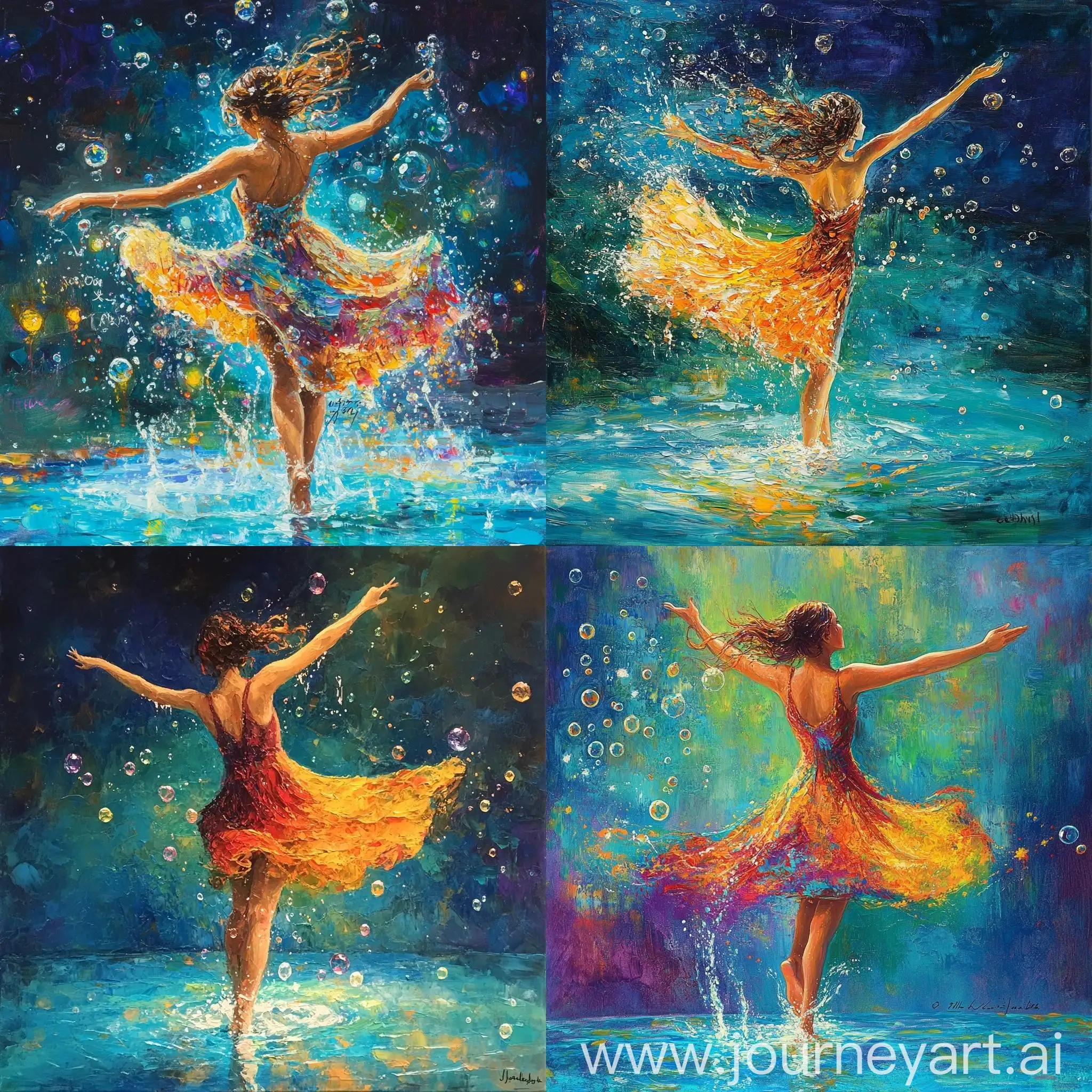 Barefoot-Dancer-in-RedOrange-Dress-Dancing-on-Turquoise-Water