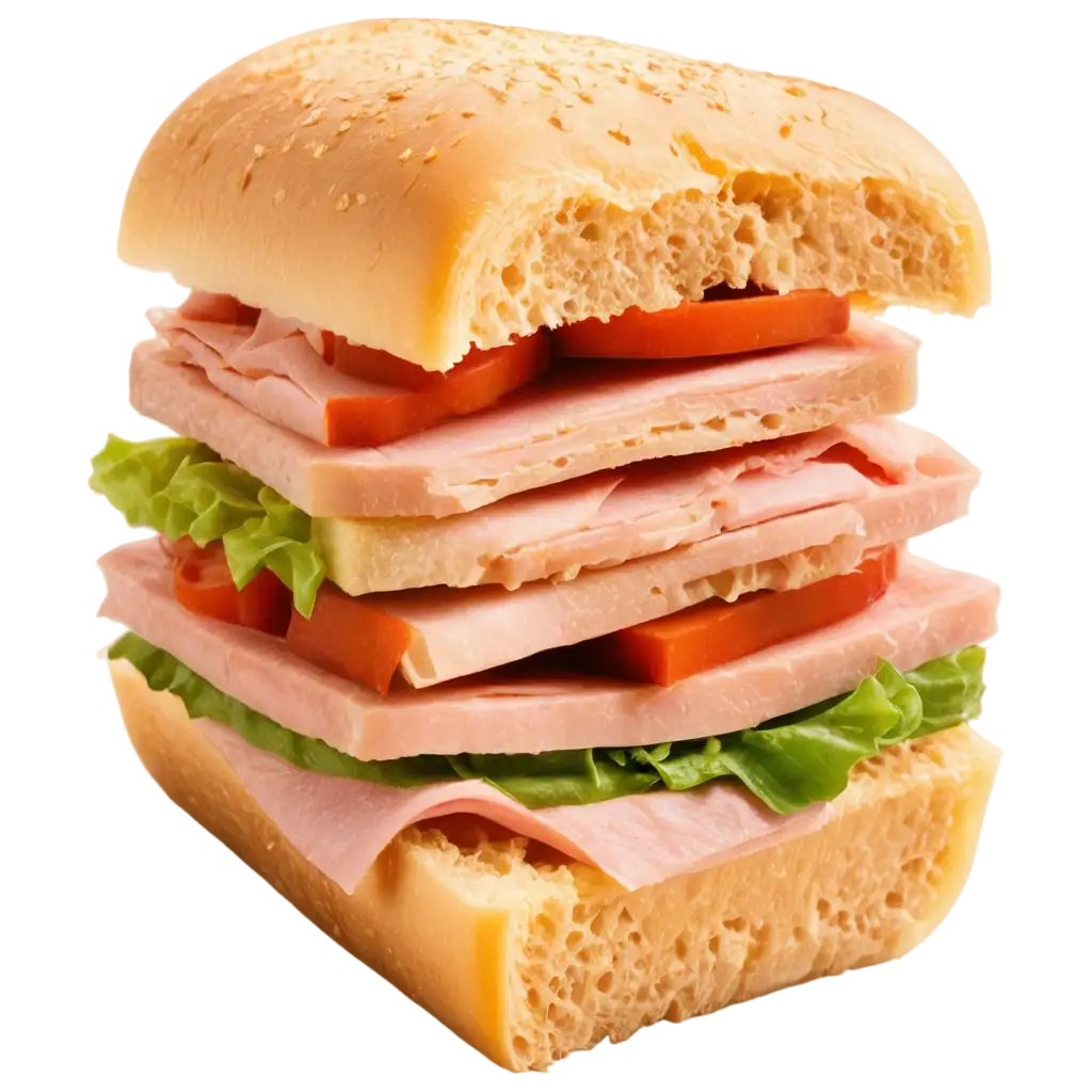 Delicious-Ham-and-Cheese-Sandwich-with-Shredded-Cheddar-in-Molded-Bread-PNG-Image