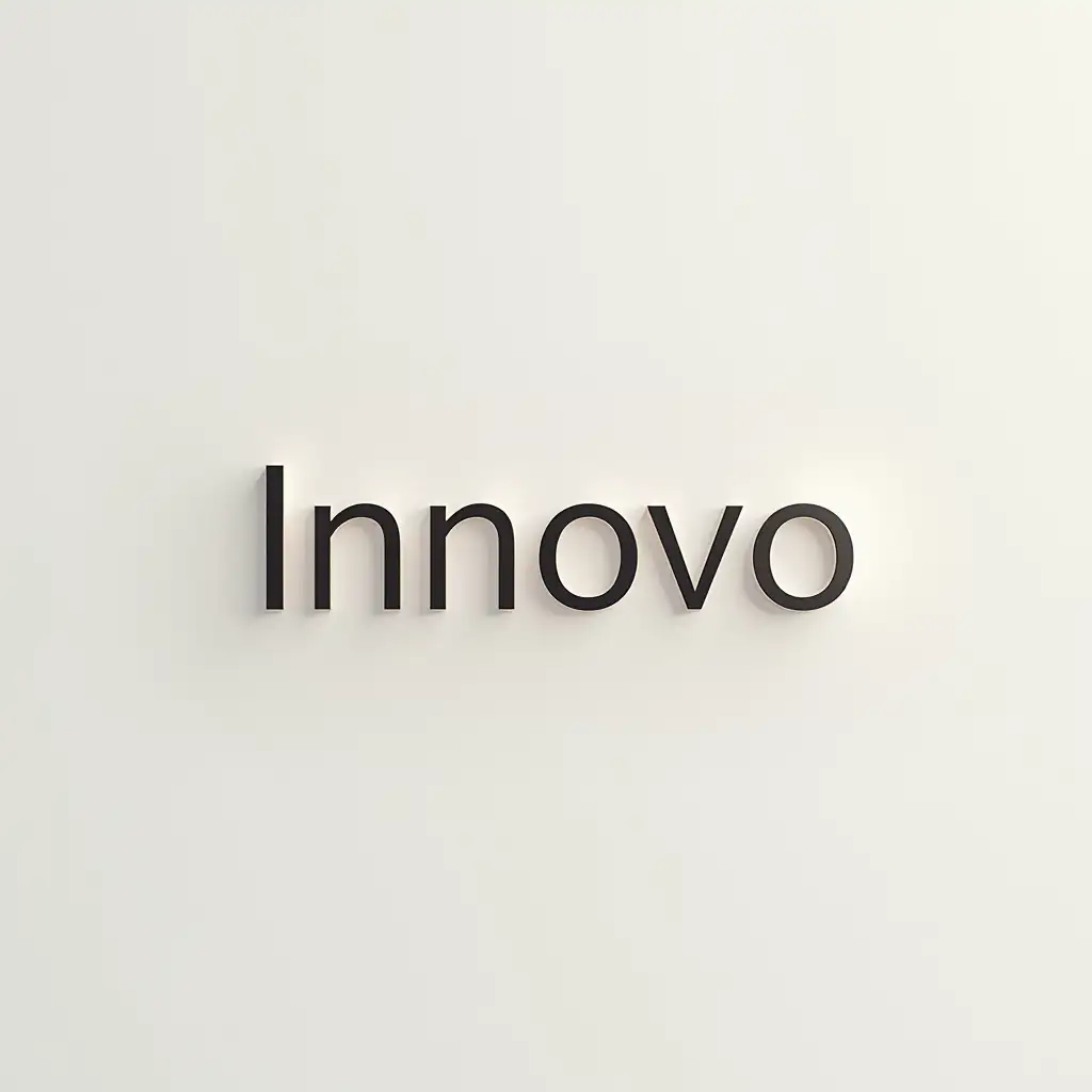 Design a hyper-realistic and natural logo for the brand 'Innovo,' incorporating sleek and minimalist typography. The color palette should include shades of soft gray, white, and light beige, inspired by a neutral fabric texture. Add subtle gradients and a gentle sheen effect to give the logo a refined and elegant look. The design should emphasize simplicity, harmony, and sophistication, suitable for a modern and innovative brand.