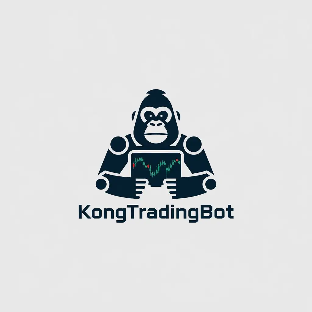 LOGO Design for KongTradingBot Minimalist Robot Gorilla Symbol for Finance Industry