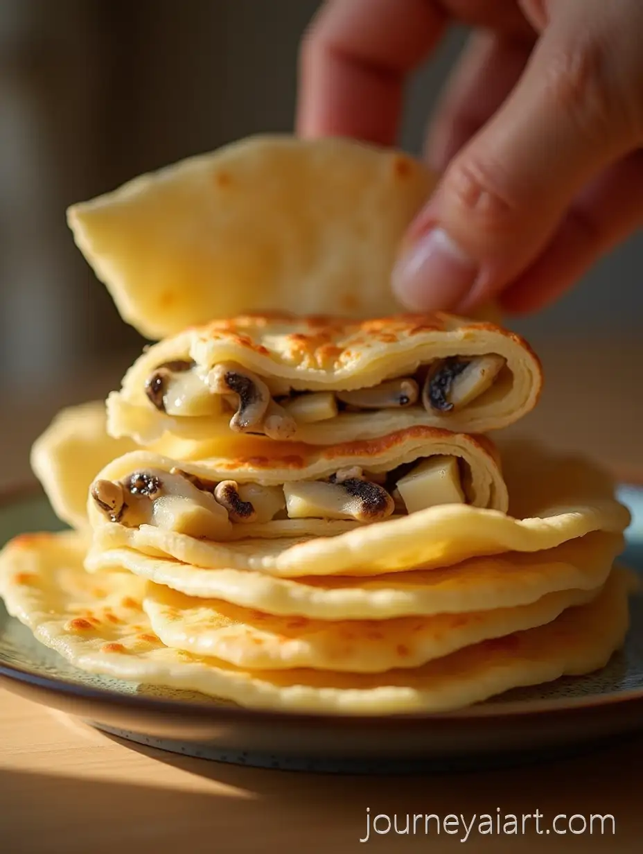 Azerbaijani-Qutabs-with-PotatoAzerbaijani-qutabs-photograph-and-Mushroom-Filling-on-a-Plate