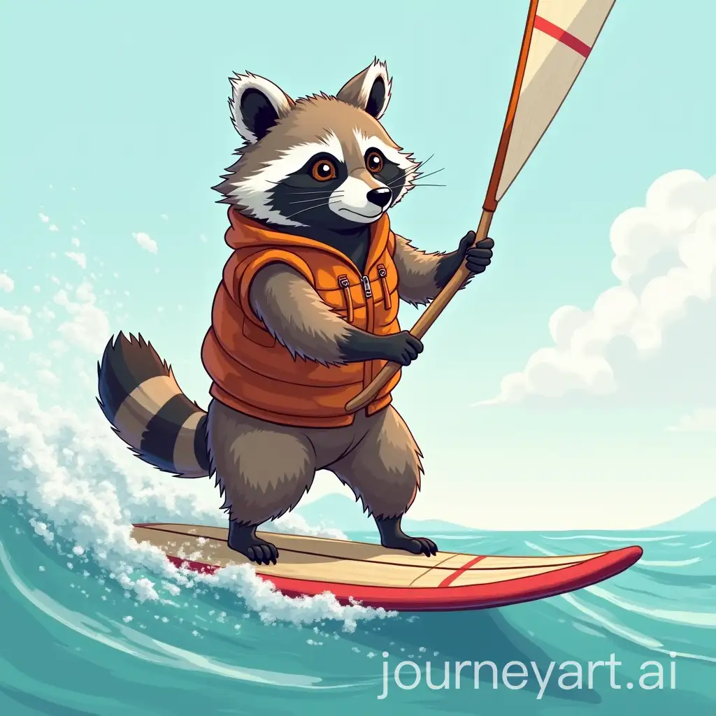 Adventurous-Raccoon-Windsurfing-on-a-Sunny-Day