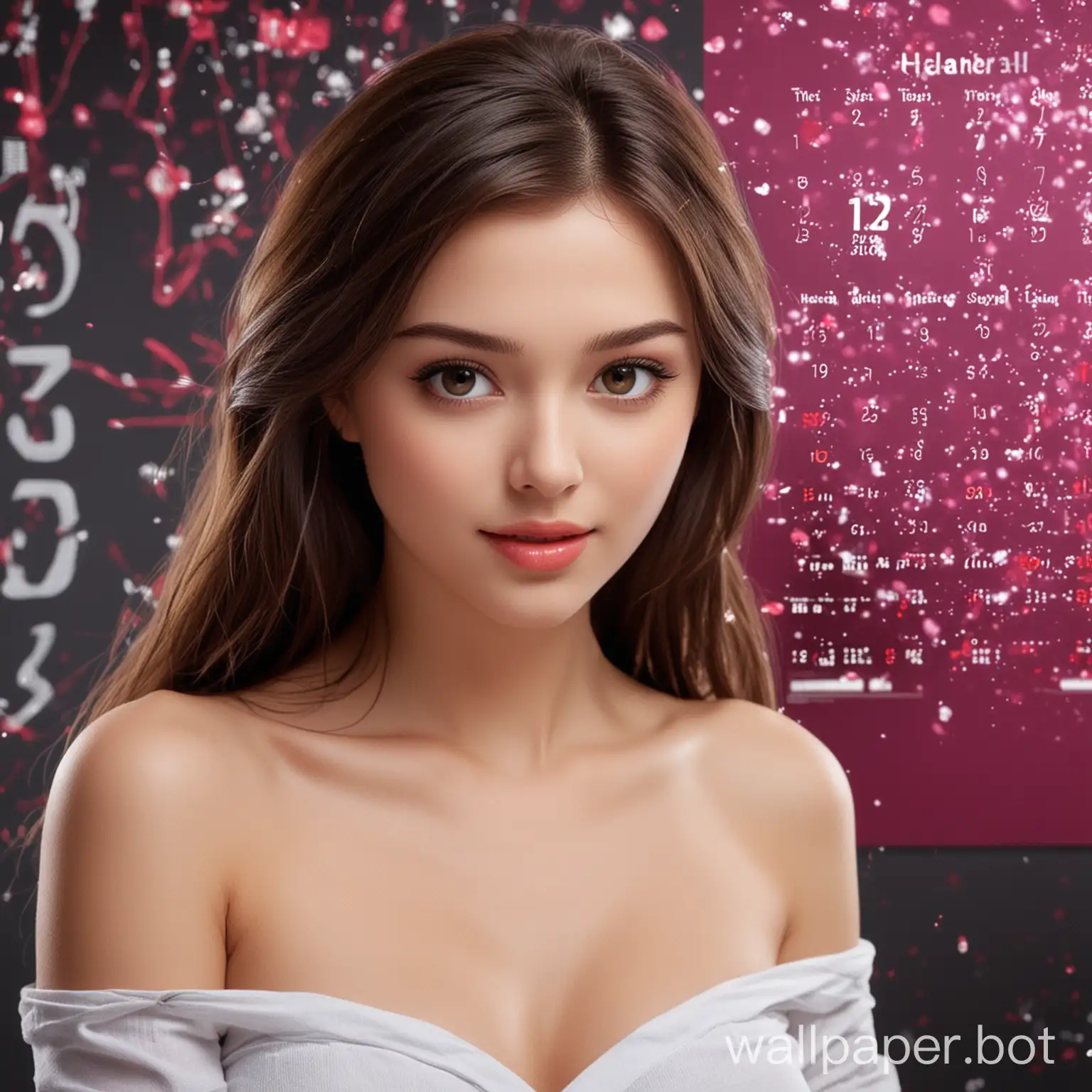 Animated-Dynamic-Wallpaper-Beautiful-Girl-with-Automatic-Calendar