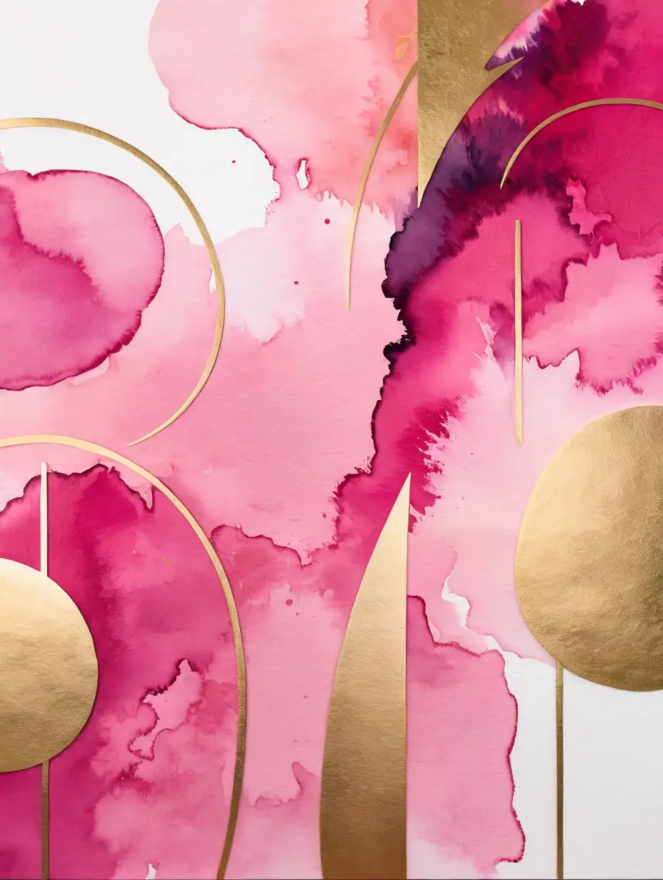 Abstract Watercolor Art in Pink and Gold Modern Minimalist Feminine Design