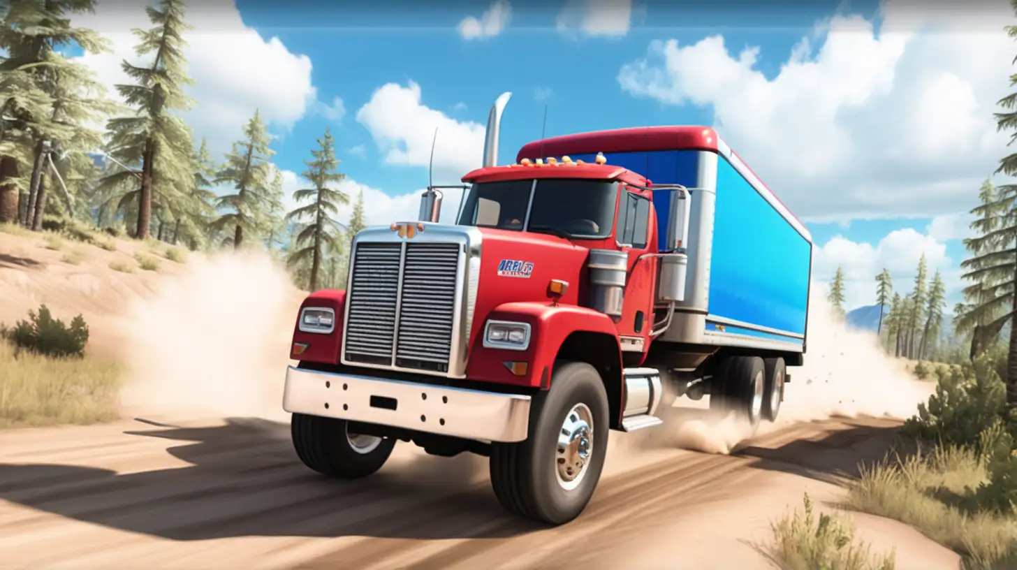 Offroad Red American Truck Driving Game in Natural Environment