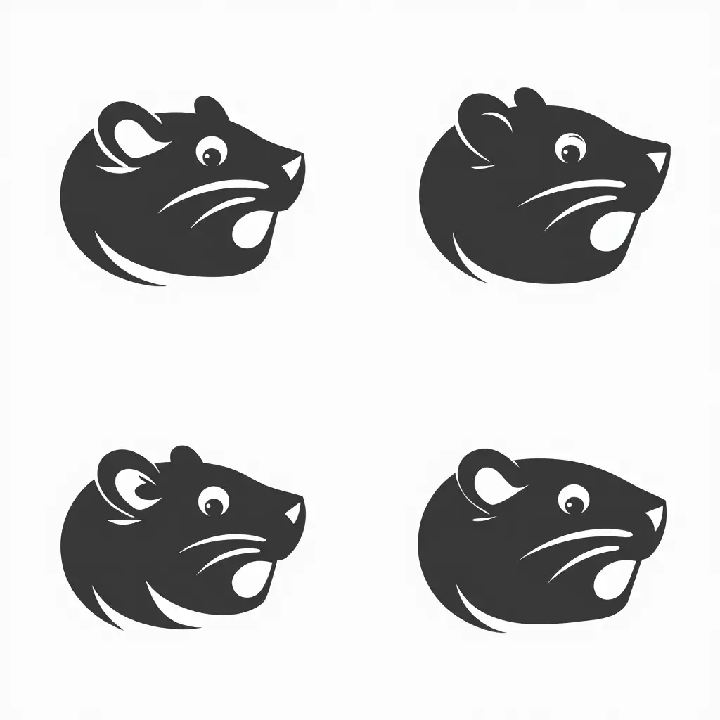 create a beaver head logo design, modern and minimalist, black color white background, create 4 different logo variations.