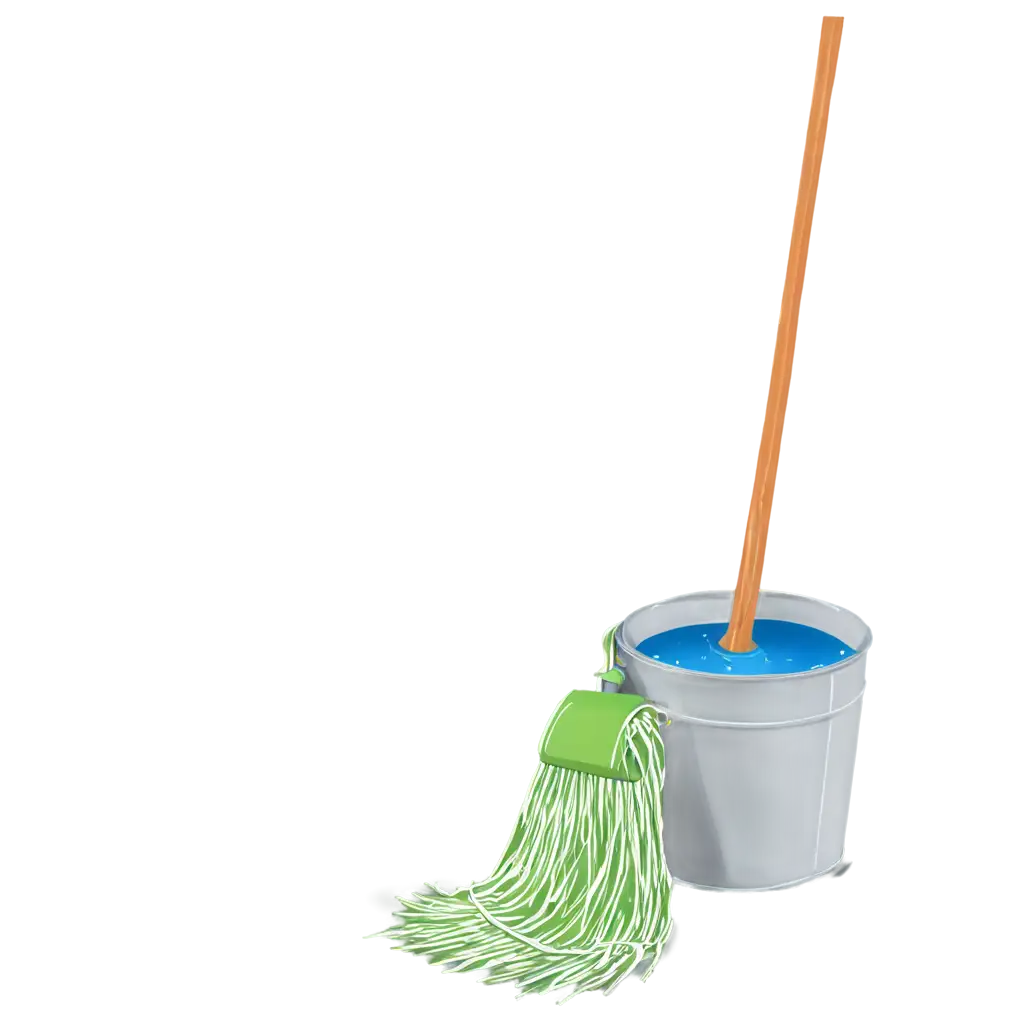 HighQuality-Mop-and-Bucket-Vector-Art-PNG-with-Bubbles-for-Clean-and-Fresh-Imagery