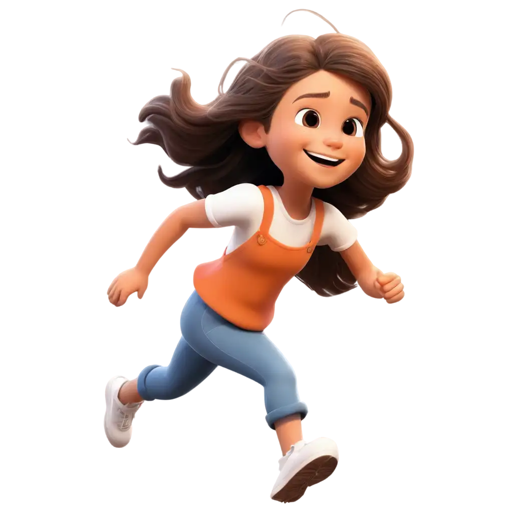 Happy-Little-Girl-Running-HighQuality-PNG-Illustration-for-Versatile-Use