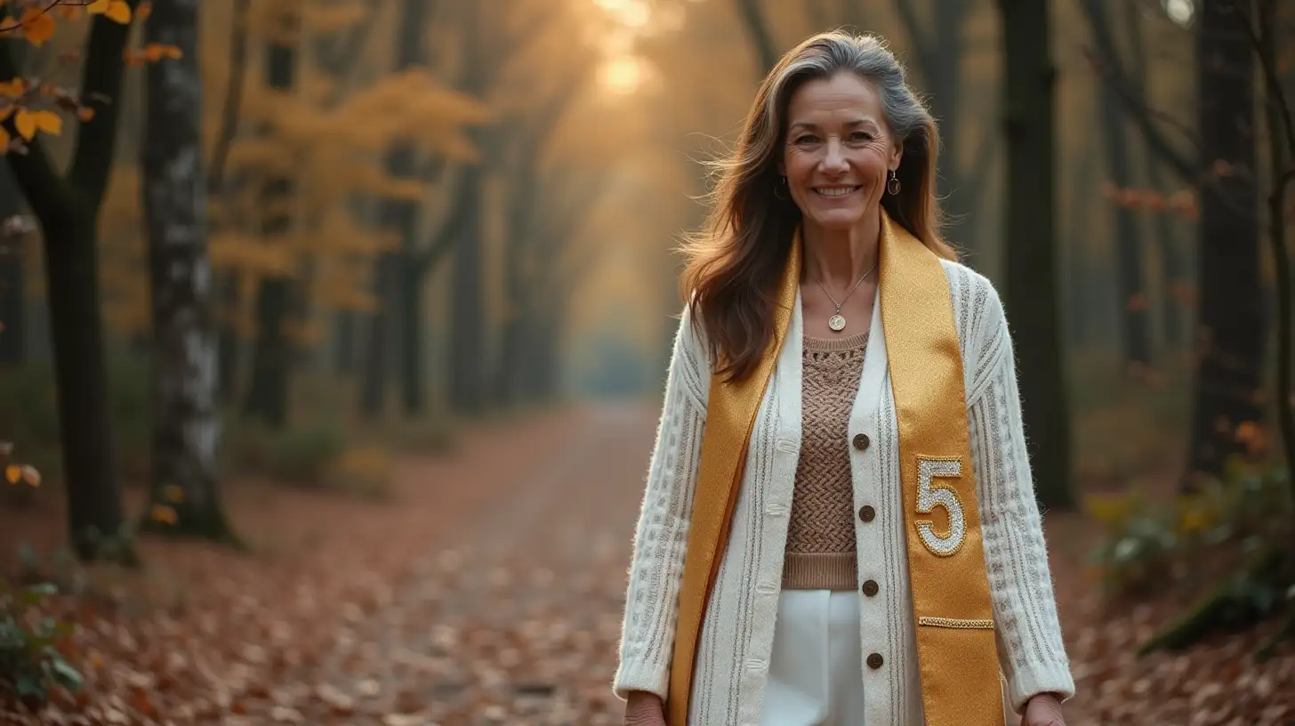 Elegant 70YearOld Latin Woman in a Magical Christmas Forest