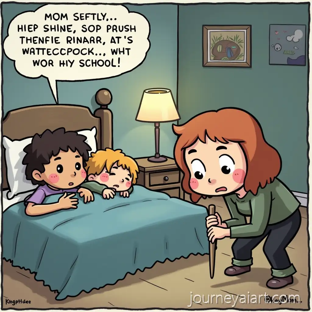 Mom-Waking-Up-KidsAI-Image-Prompt-Expansion-for-School-with-Cute-Playful-Moment