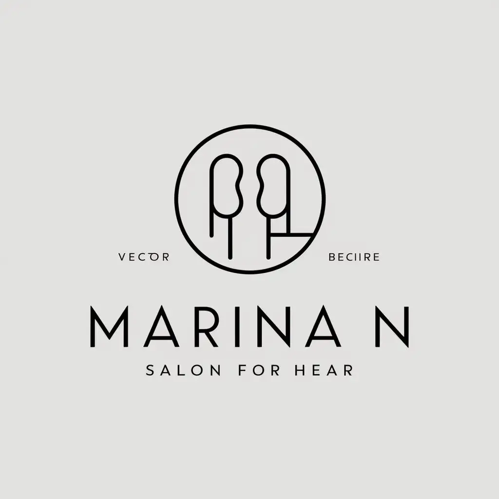 a vector logo design,with the text "Marina N", main symbol:salon for hear,Minimalistic,clear background