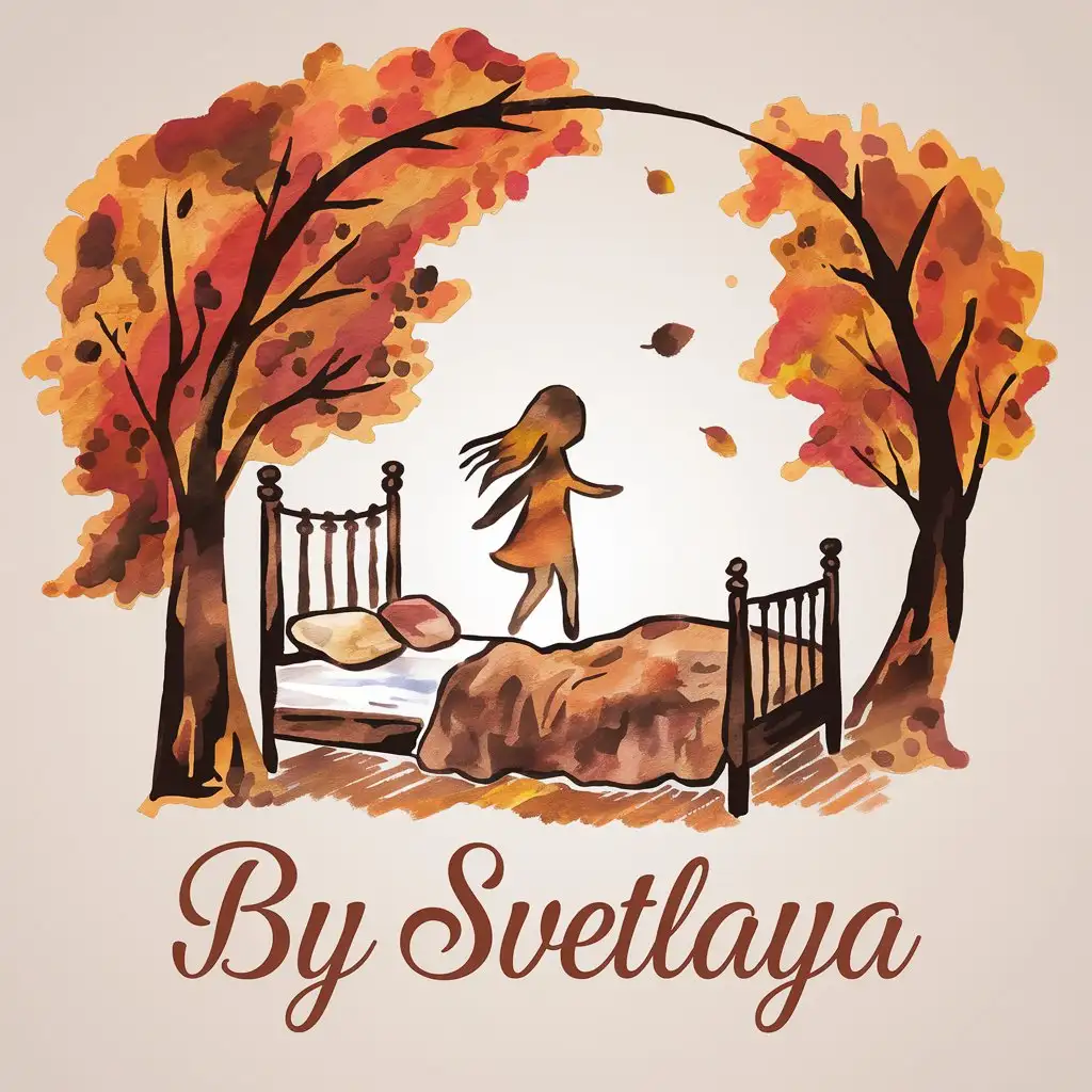 LOGO-Design-For-Svetlaya-Watercolor-Bed-in-Autumn-Forest-with-Falling-Leaves