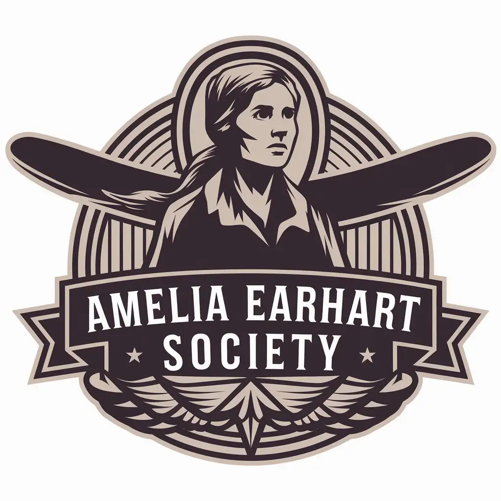 LOGO Design for Amelia Earhart Society Elegant Silhouette Archive Emblem