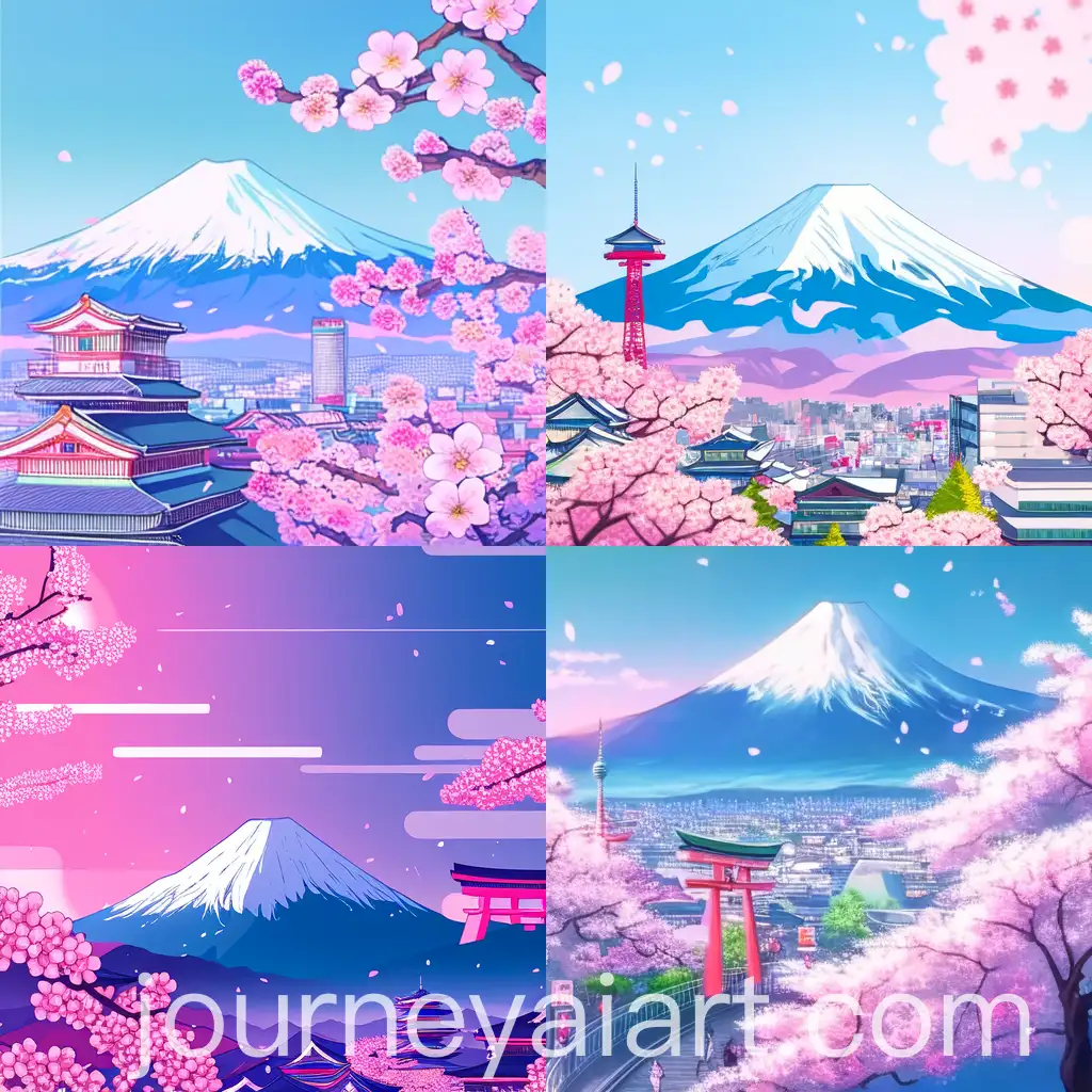 Modern-Cityscape-with-Mount-Fuji-and-Cherry-Blossoms-in-Japanese-Manga-Style
