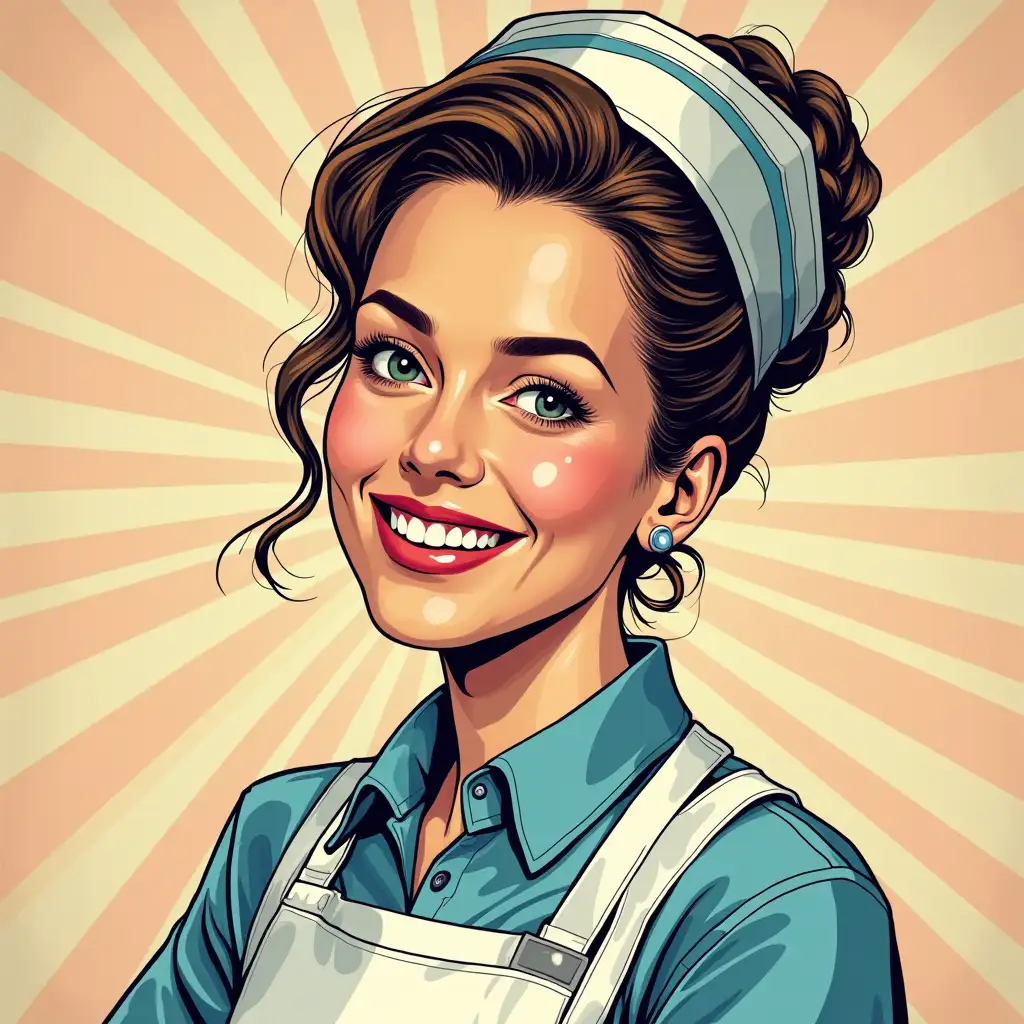 nurse in pop art style smiles and likes