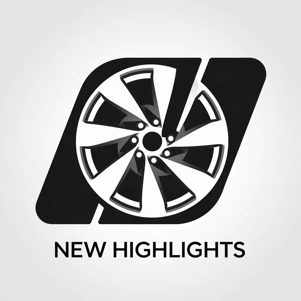 LOGO Design for New Highlights Black Background with White Wheel Print English N Mark for Automotive Industry