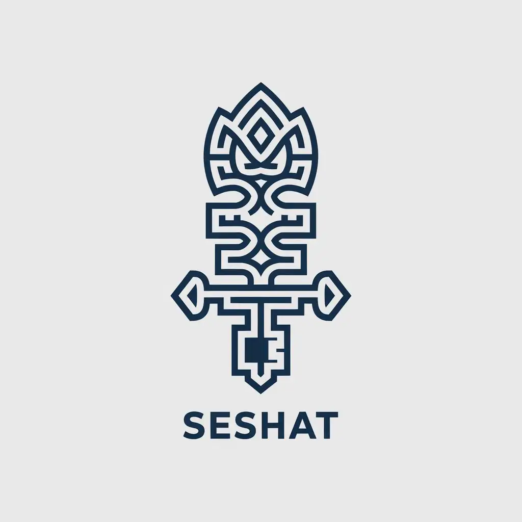 LOGO Design for Seshat Vector Design with Divine Alchemist Key for Religious Industry