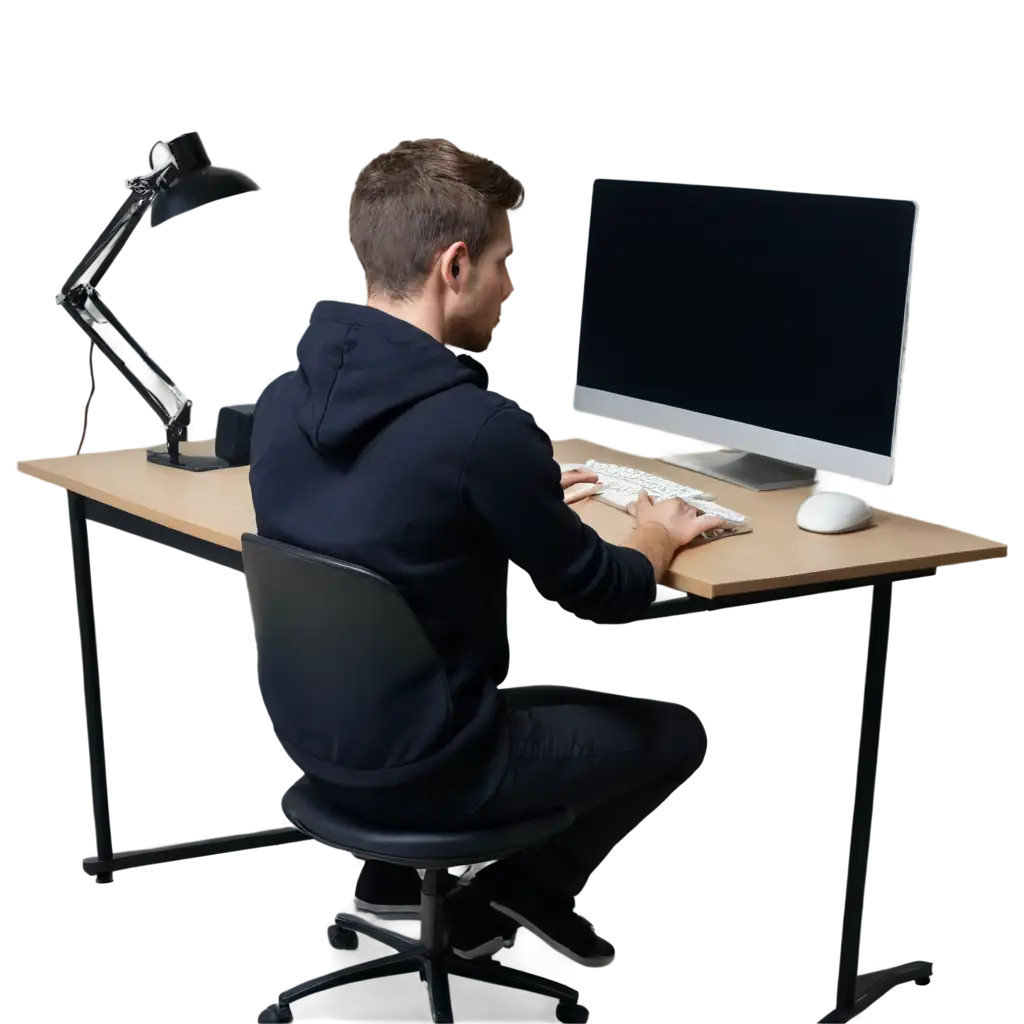 Highly-Realistic-PNG-Image-of-a-Young-Male-Graphic-Designer-at-Work-in-a-Modern-Office-Setup