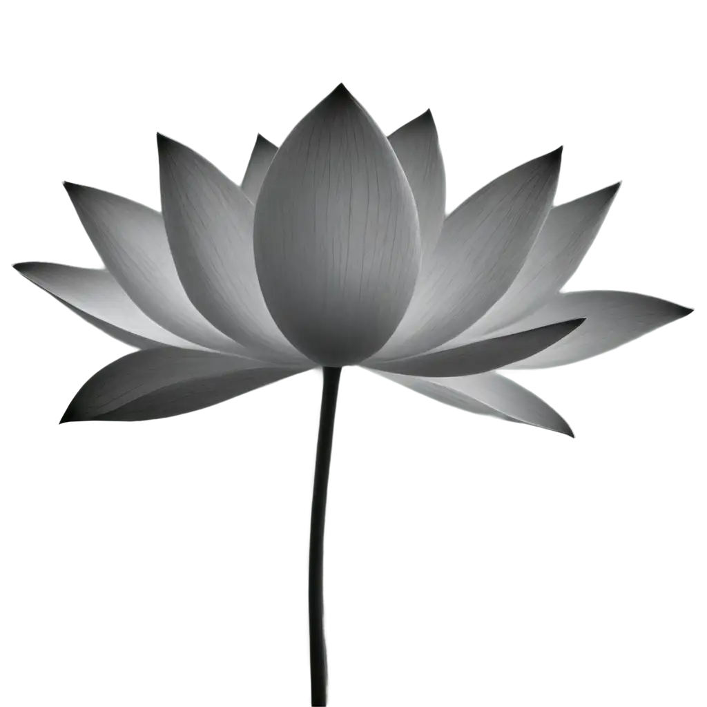 Black-and-White-Lotus-PNG-Image-Minimalist-Floral-Design-Without-Leaves-or-Stems