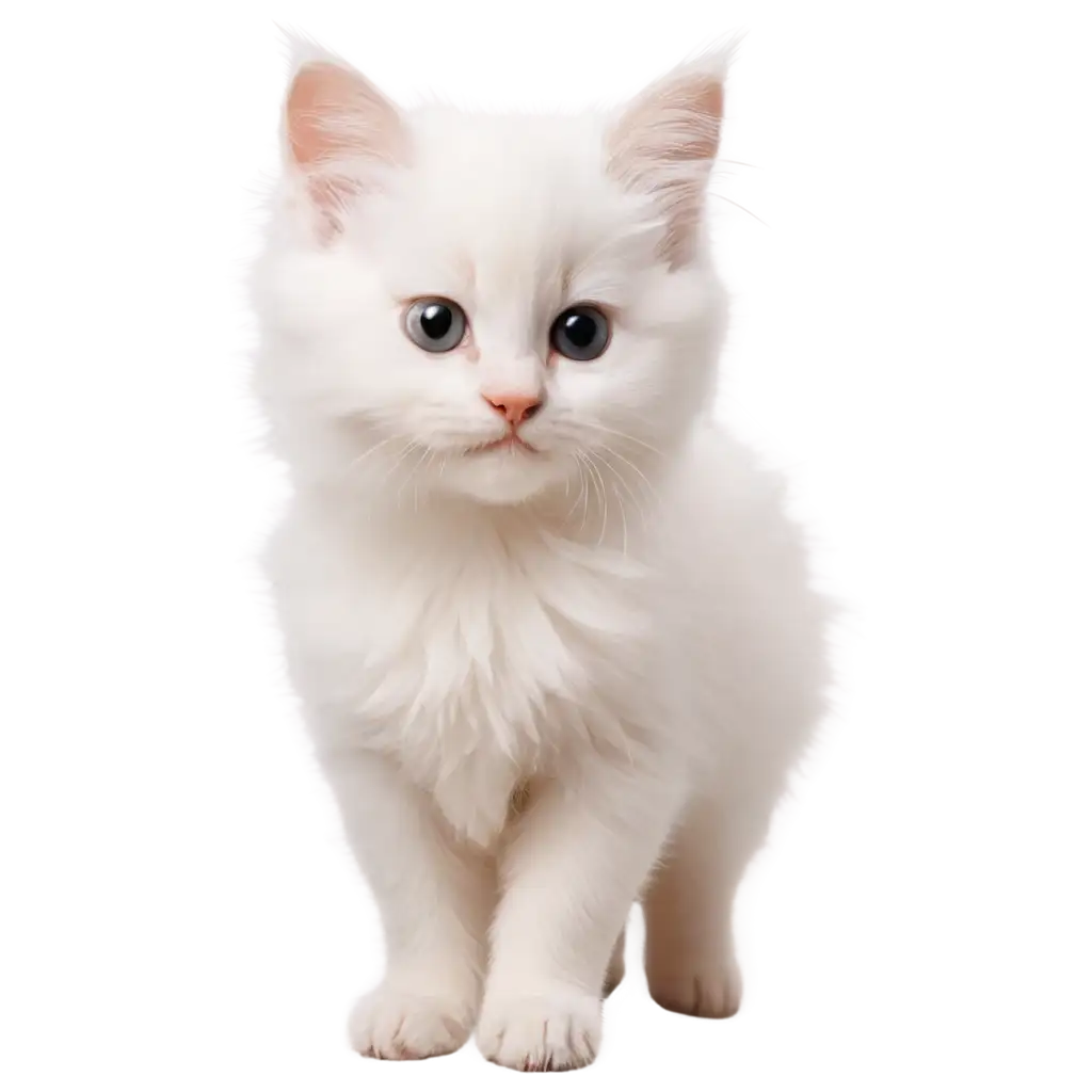 White and cute fluffy kitten